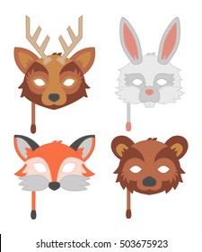Cartoon animal party masks vector