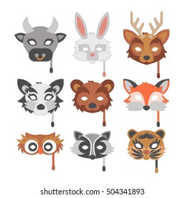 Cartoon animal party masks vector