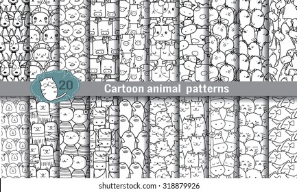 cartoon animal patterns. swatches included for illustrator user, for your convenient use.