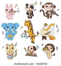 cartoon animal play music  icon