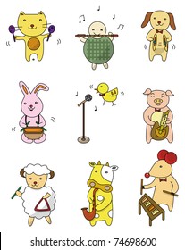 cartoon animal play music icon