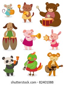 Cartoon Animal Playing Music