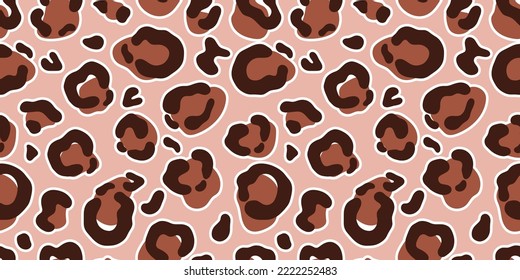 Cartoon animal print, leopard print, vector seamless pattern in the style of doodles, hand drawn