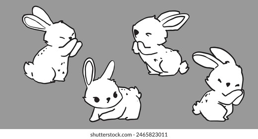 cartoon animal rabbit Cute coloring book. Hand drawn. Vector illustration.