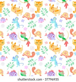 Cartoon animal seamless pattern