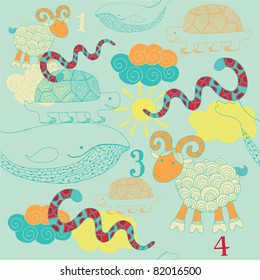 cartoon animal seamless pattern