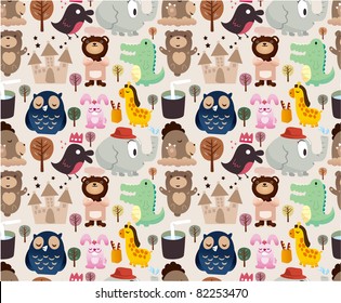 cartoon animal seamless pattern