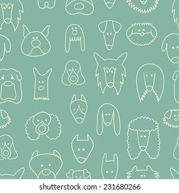 Cartoon animal seamless vector pattern of dog breed. Endless texture can be used for printing onto fabric, web page background, pattern fills, surface textures and paper or invitation.