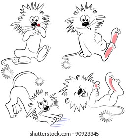 cartoon animal set. cute lion vector character