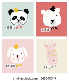 cartoon animal set vector / Children illustration