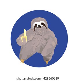 cartoon animal sloth with a banana