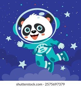Cartoon Animal At Space Illustration