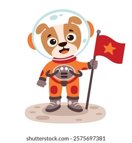 Cartoon Animal At Space Illustration