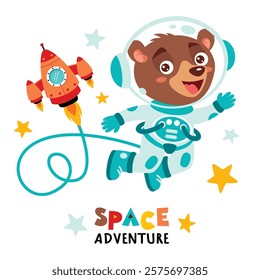 Cartoon Animal At Space Illustration
