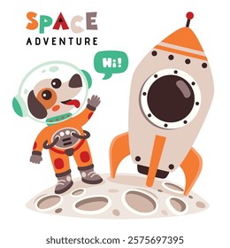 Cartoon Animal At Space Illustration