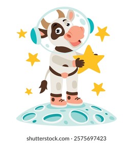 Cartoon Animal At Space Illustration