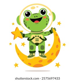 Cartoon Animal At Space Illustration
