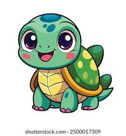 cartoon animal stickers. a friendly turtle , white background