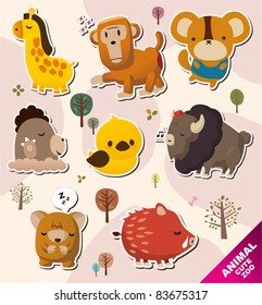 Cartoon Animal Stickers Icons Stock Vector (Royalty Free) 83675317 ...