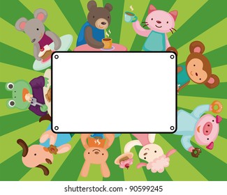 cartoon animal tea time card