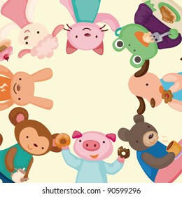 cartoon animal tea time card
