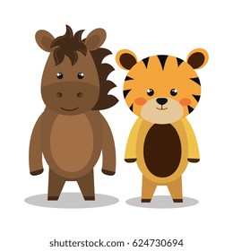 cartoon animal tiger horse plush stuffed design