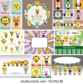 cartoon animal waiter card