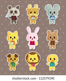 cartoon animal waiter stickers