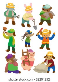 cartoon animal worker icons