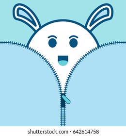 Cartoon animal with zipper. Rabbit flat vector Illustration.