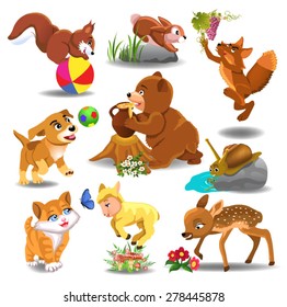cartoon animals in action