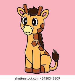 Cartoon animals of Africa and jungle. Giraffe