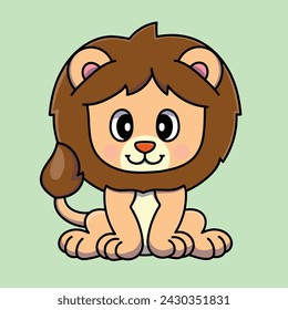 Cartoon animals of Africa and jungle.  Lion