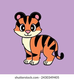 Cartoon animals of Africa and jungle. Tiger