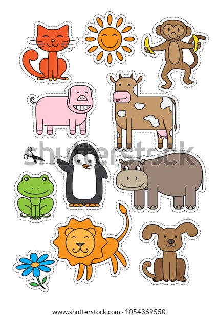 Cartoon Animals Characters Set Children Vector Stock Vector (Royalty ...