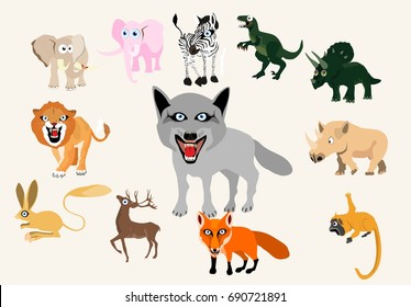 Cartoon animals characters vector illustration