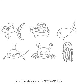Farbbuch für Cartoon-Tiere, Vektorbild