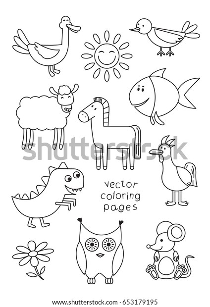 Download Cartoon Animals Coloring Book Children Vector Stock Vector Royalty Free 653179195