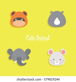Cartoon animals face