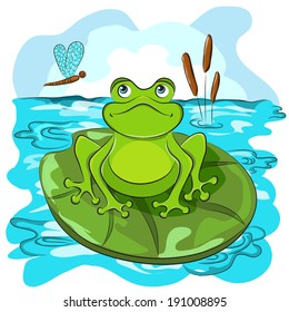 Cartoon animals. Frog. Coloring. Alphabet letter F. Vector illustration