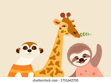 Cartoon Animals group portraits banner vector set, part II