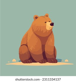 Cartoon animals for kids. Cute brown bear stands and smiles.