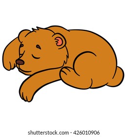 Cartoon animals for kids. Little cute baby bear sleeps.