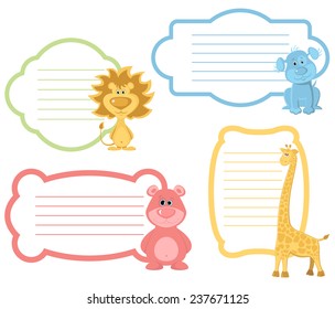 Cartoon Animals label Set