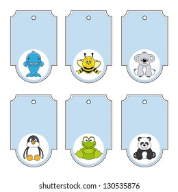 Cartoon animals labels set