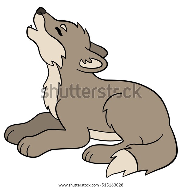 Cartoon Animals Little Cute Baby Wolf Stock Vector (Royalty Free ...