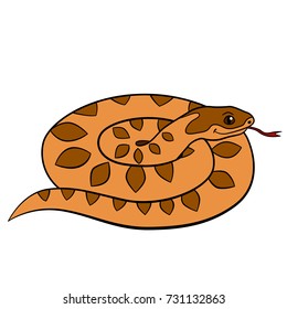Cartoon animals. Little cute viper lies and smiles.