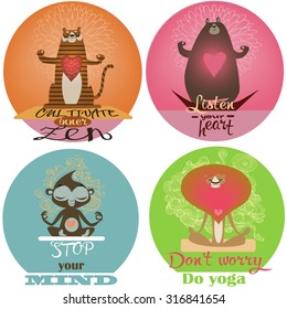 cartoon animals making yoga