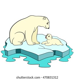 Coloring Pages Mother Polar Bear Sits Stock Vector (Royalty Free ...