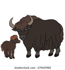 yak clipart images stock photos vectors shutterstock https www shutterstock com image vector cartoon animals mother yak her little 679659985